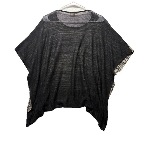Eileen Fisher Women's 100% Organic Linen Textured Weave Poncho One Size B&W - Picture 4 of 4